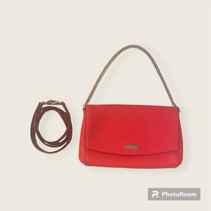Kate Spade Coral Crossbody with Chain EUC